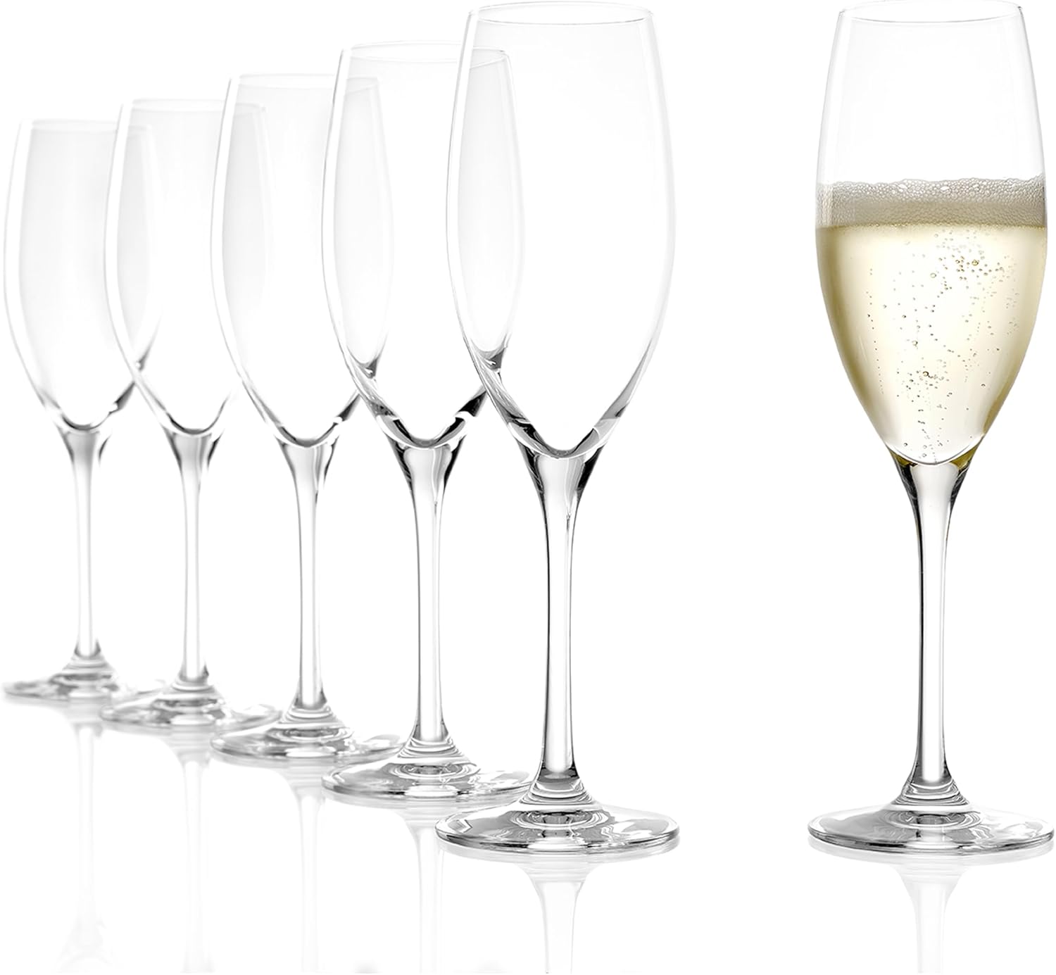 Stölzle Lausitz Champagne Flutes Classic 240 ml, Set of 6, fine quality, dishwasher proof