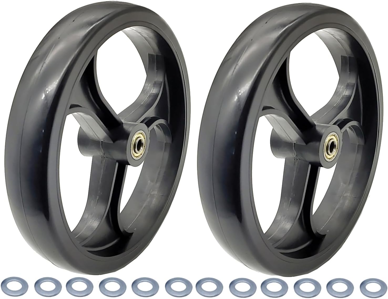 ForconMed Rollator Walker Replacement Front Wheel, 8\" Heavy Duty Front Wheel, 8\" Full Wheel, 8\" 3 Ribbed Wheel, Universal Parts, MDS86825FW, MDS86800WXWFW, 9501A75007 (1PR-Black)