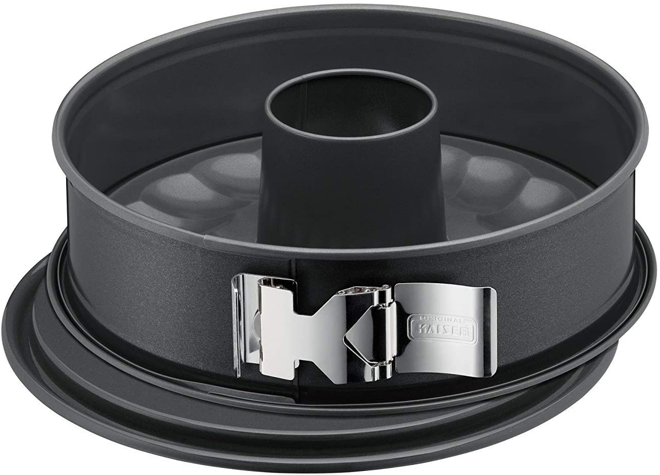 Original Kaiser La Forme Plus Springform Cake Tin 28 cm Round 2 Shelves Flat and Tubular Base SafeClick Closure Enamel Base Coated Cut Resistant Leak-Proof