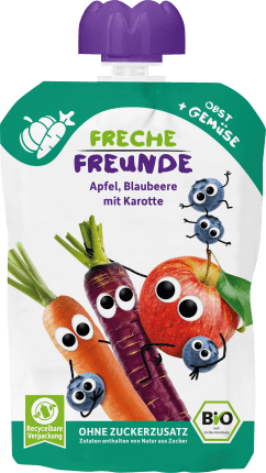FRECHE FREUNDE Squeeze apple, blueberry with carrot from 6 months, 100 g