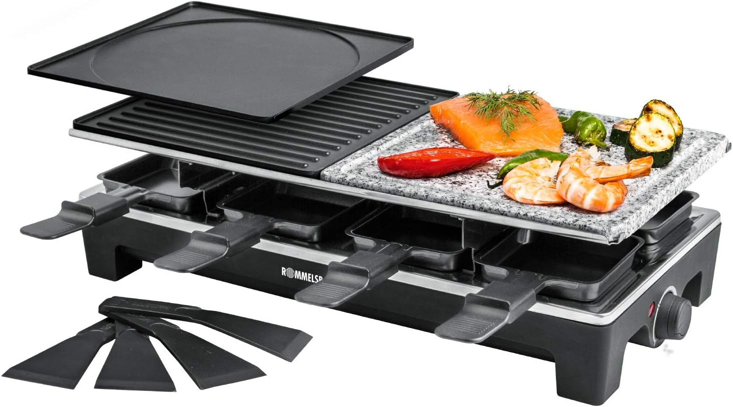 Rommelsbacher RCS 1350 Raclette Grill, Plastic, Black / Stainless Steel