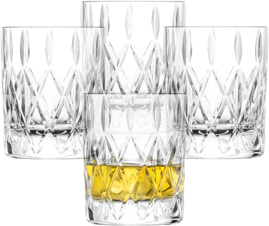 Schott Zwiesel Age Whiskey Glass (Set of 4), Graceful Tumbler for Whiskey with Relief Dishwasher Safe Crystal Glasses (Item No. 124299)