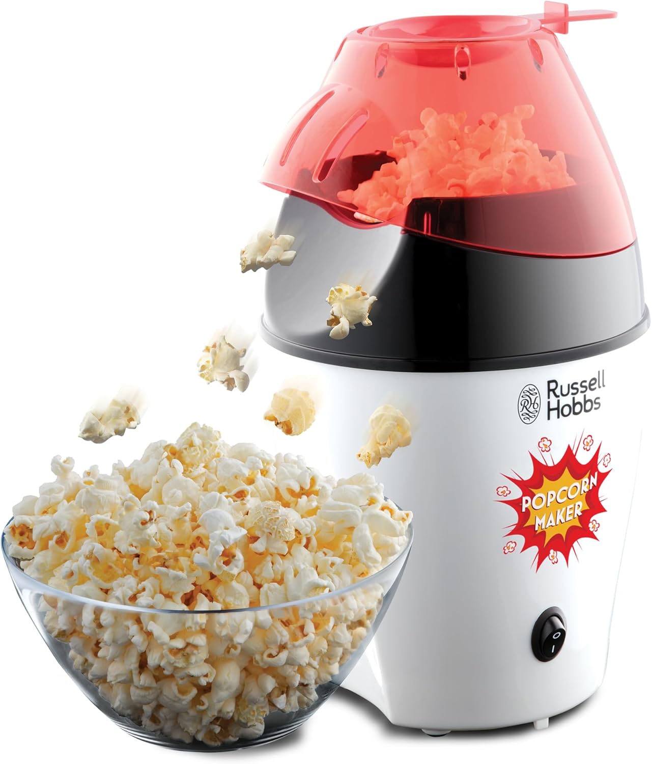 Russell Hobbs Store Russell Hobbs Popcorn Maker [Test Winner] Fiesta (Hot Air Popcorn Maker, Fat & Oil Free, incl. Corn Measuring Spoon, 1200W) 24630-56