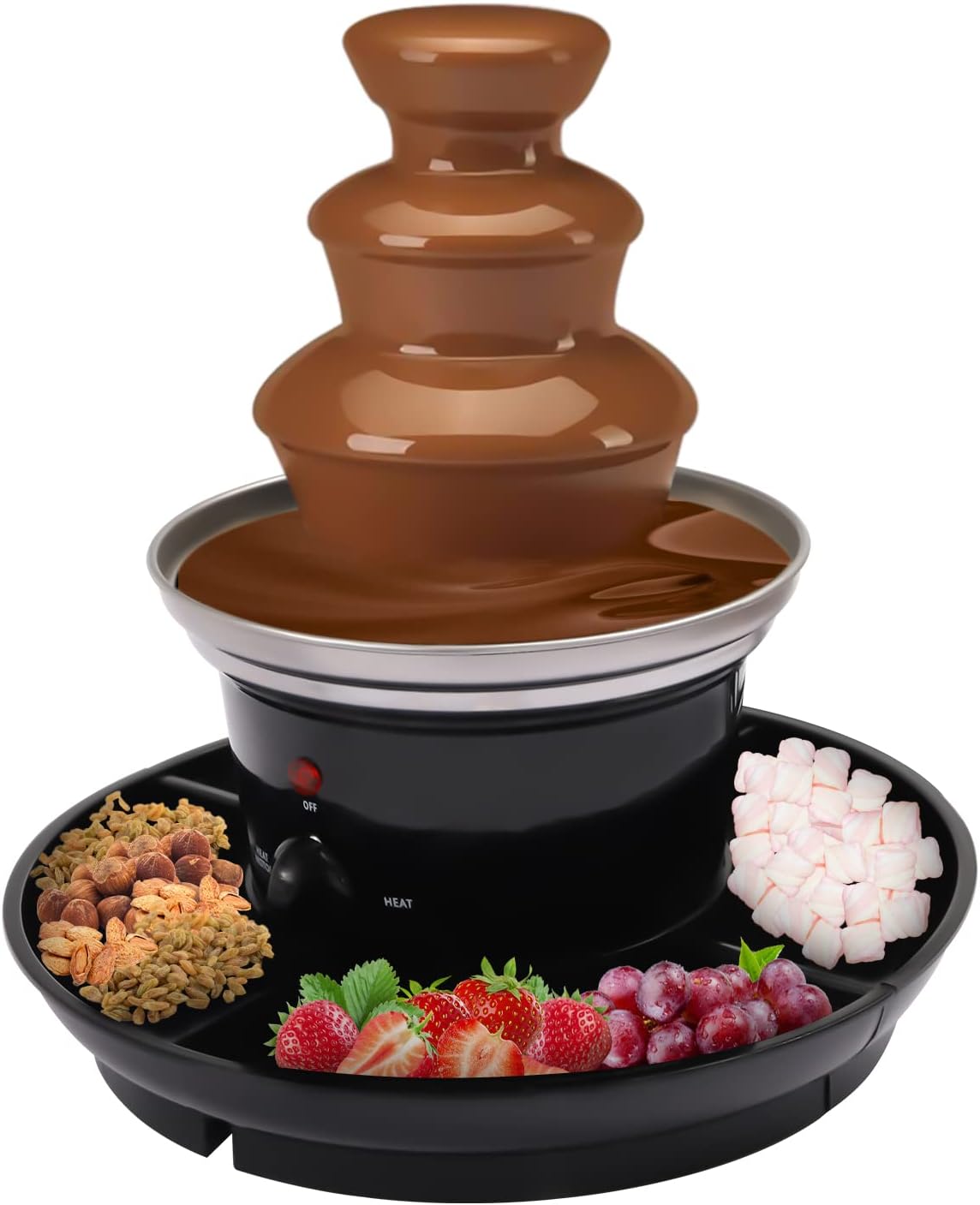 KIOPOWQ Electric Chocolate Fountain, Chocolate Fountain, Fondue for Birthday, Party, Wedding, Celebration, 26 x 27.2 cm, 220 V, 40 W