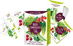 Stadt Land blüht Vegetable box with radish, tomato, cucumber, lettuce, sugar pea seeds, 1 pc