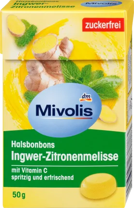 Mivolis Bonbon, ginger lemon balm, sugar-free, 50 g