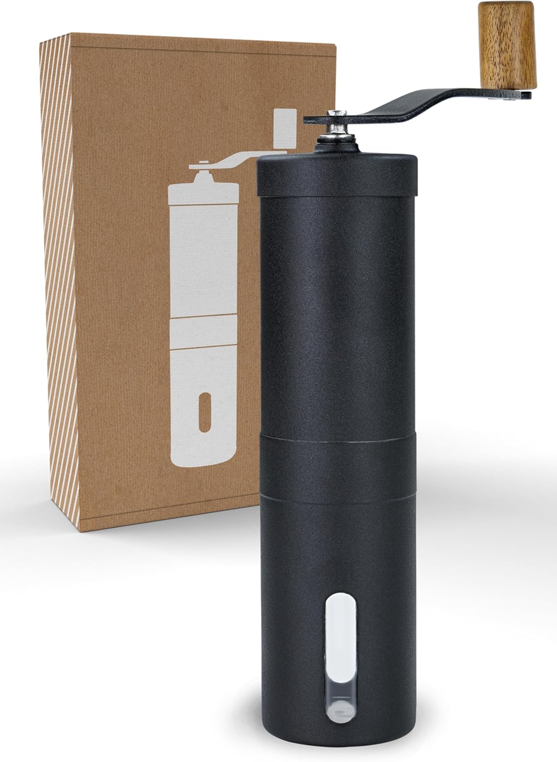 Lambda Coffee Manual Coffee Grinder Made of Stainless Steel and Continuous Ceramic Grinder I Espresso Grinder Hand Made of Wood with Cone Grinder - Hand Coffee Grinder I Precise Grinding Level Adjustment