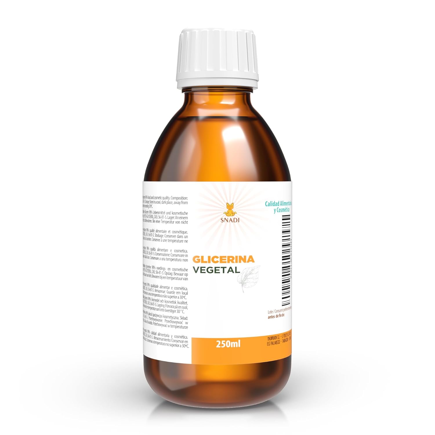 Snadi 250ml - Glycerin (USP), Purity +98% (Vegetable Glycerine). Glycerin Skin, Hair, Hands. Natural Glycerin.