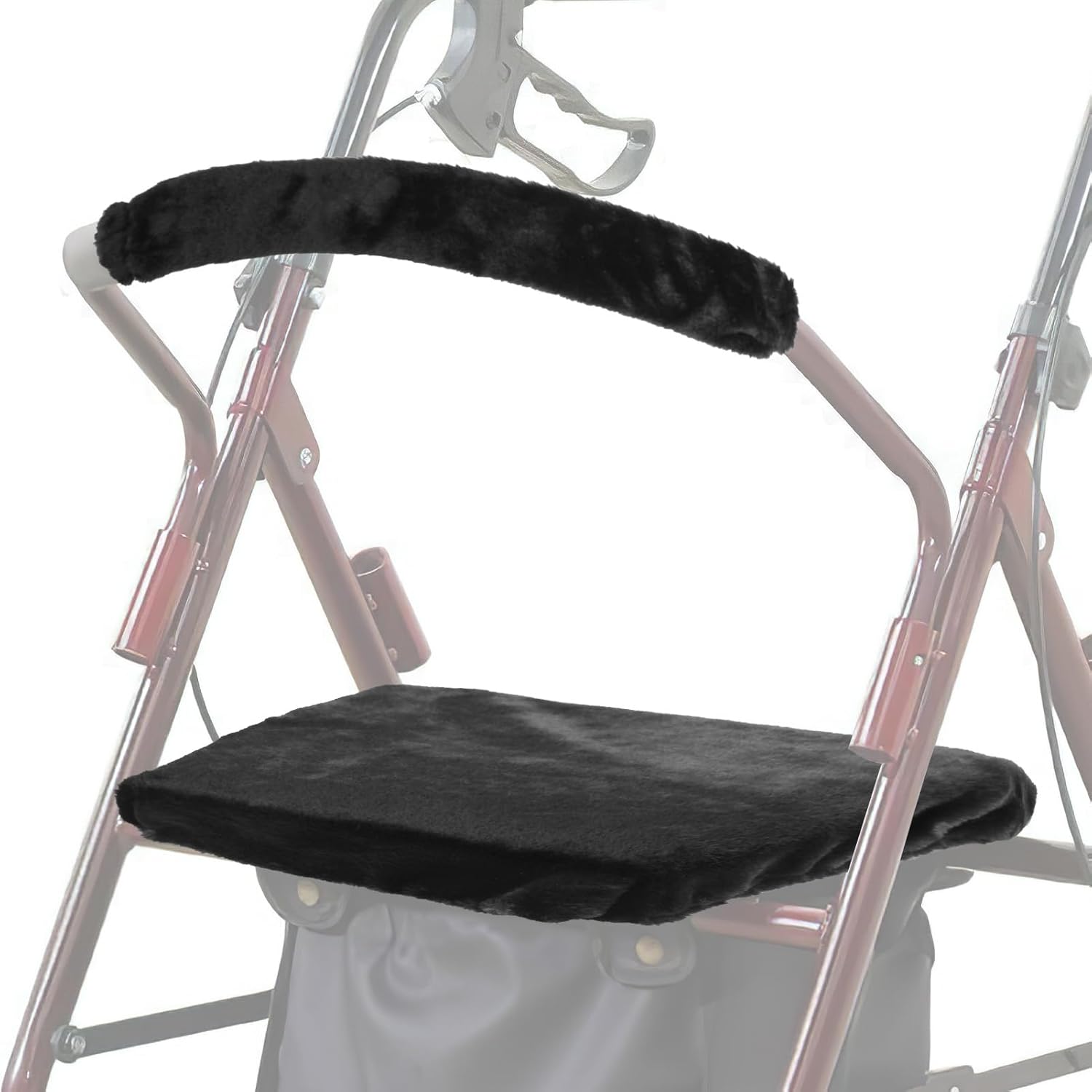 Nogsay Rollator Walker Seat Cover and Backrest Cover, Non-Slip & Thermal Wheel Rollators Backrest Padded Cover for Seniors Elderly Disabled People, Soft Faux Fur, Removable & Washable