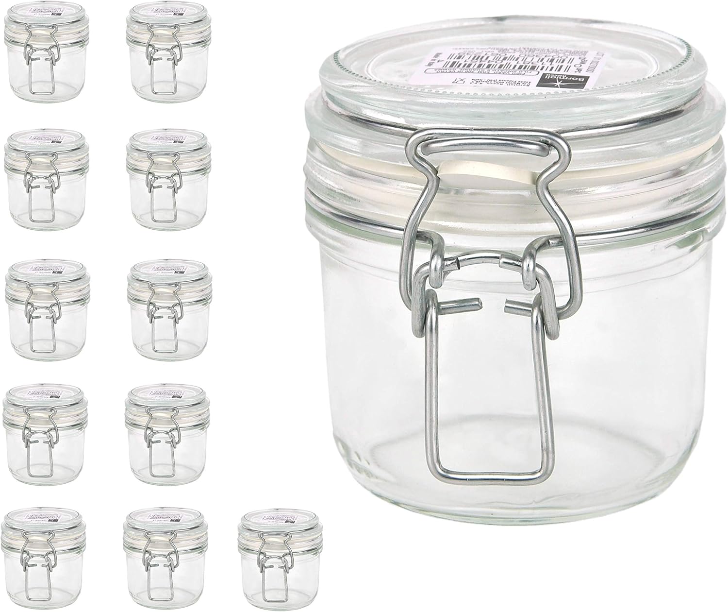 Bormioli Fido - Barattoli with chiusura a leva, 12 pieces, capacity 200 ml, conservation ermetica grazie all\'anello in gomma e alla chiusura ad archetto