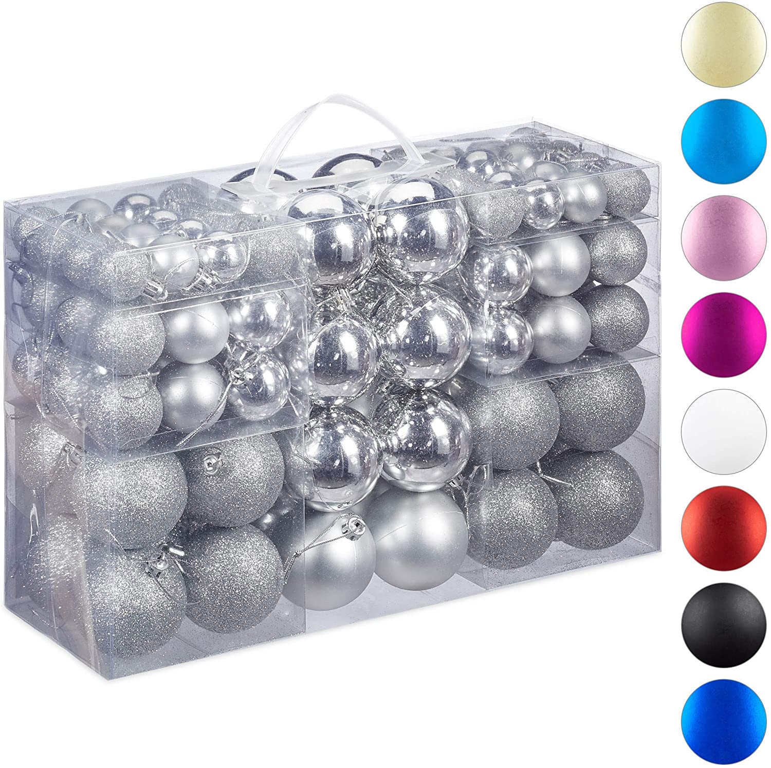 Relaxdays Christmas Baubles Set Of 100 Christmas Decorations Matte Shiny Gl
