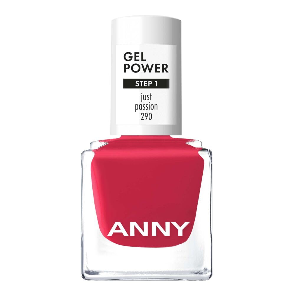 ANNY Gel Power Nail Polish - Gel Color Nail Polish without UV Lamp, Brilliant Shine & Lasts up to 12 Days, Chip & Scratch Resistant, Just Passion - Radiant Raspberry Red - 8ml