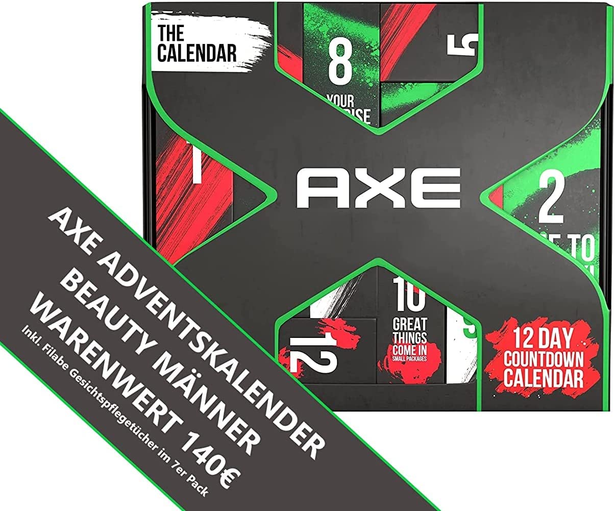 Axe Adventskalender 2022 Men\'s Beauty Classic Edition 12 Care Beauty Cosmetics Advent Calendar for Men, Christmas Calendar Value 140, Men, Black, ‎black