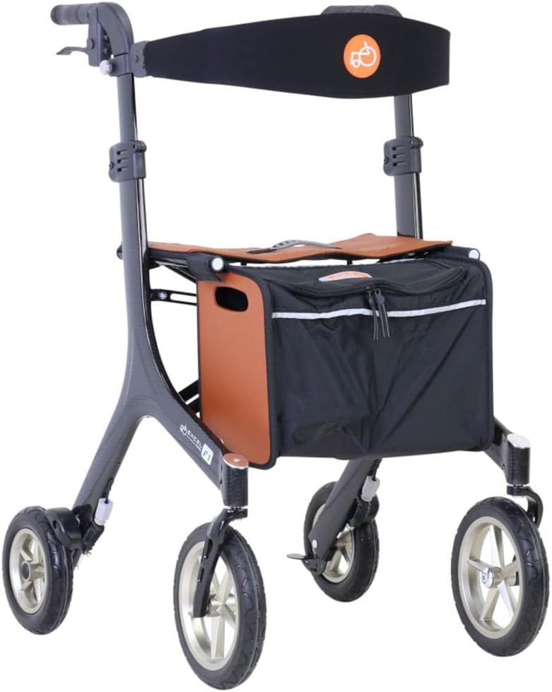 FabaCare Lightweight Carbon F1 Rollator Carbon Rollator Lightweight Folding Rollator with Reversible Seat Height 53cm