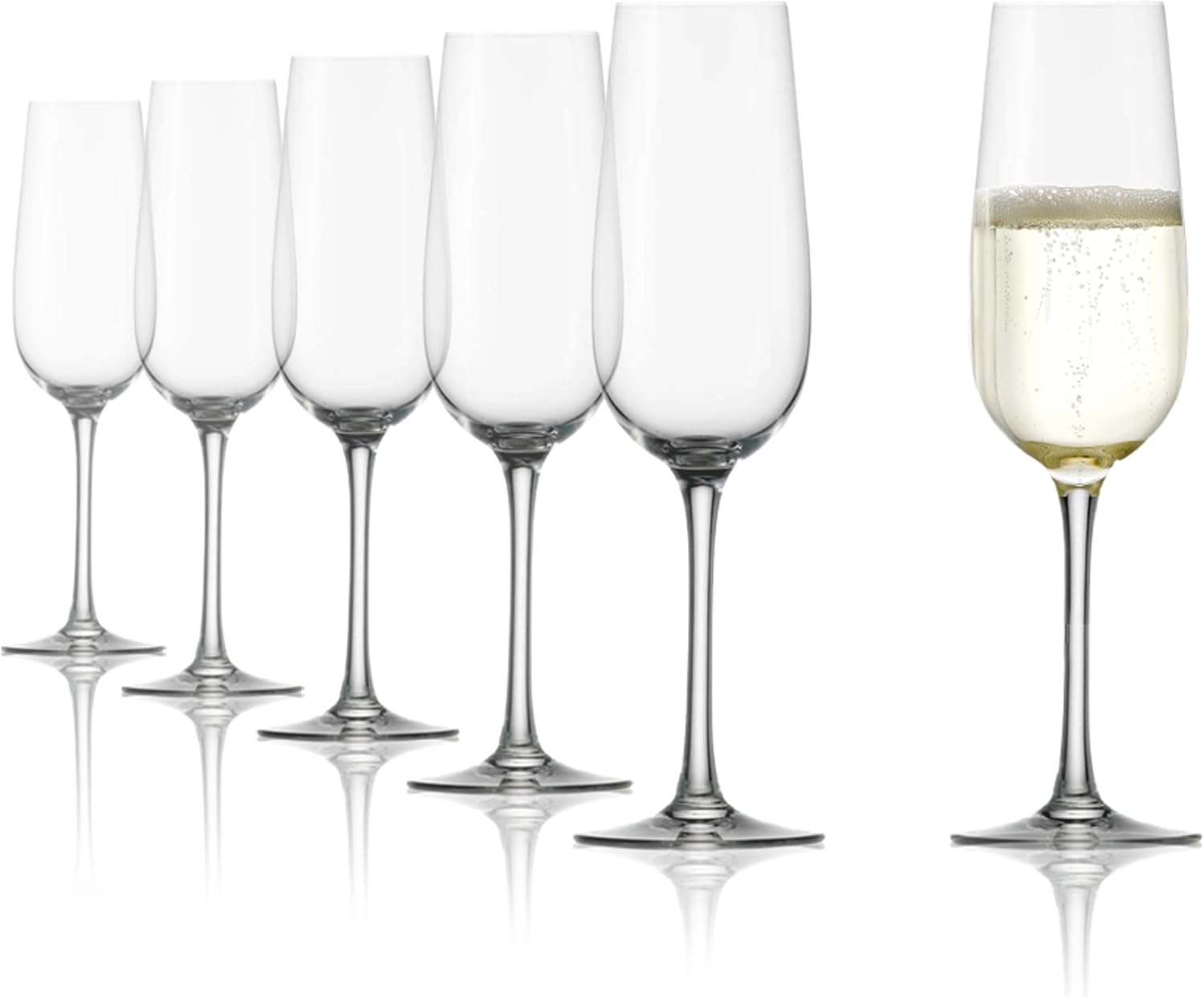 Stölzle Lausitz Weinland Champagne Glasses, Set of 6, 200 ml, Elegant Champagne Glasses Ideal for Sparkling Wine & Prosecco, High-Quality Crystal Glass Champagne Flutes, Dishwasher and Shockproof,