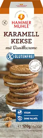 Hammermühle Caramel cookies with vanilla cream, gluten-free, 120 g