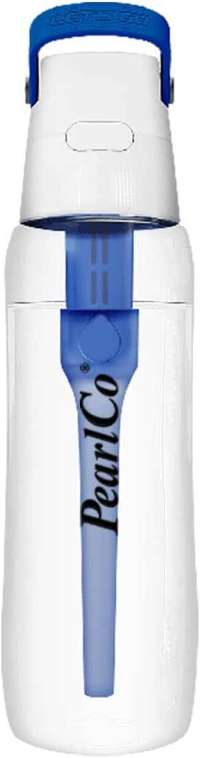 PearlCo Solid Water Bottle with Water Filter 0.7 Liters (Blue) | Filter Bottle BPA-Free | School, Sports, Water, Children, On the Go