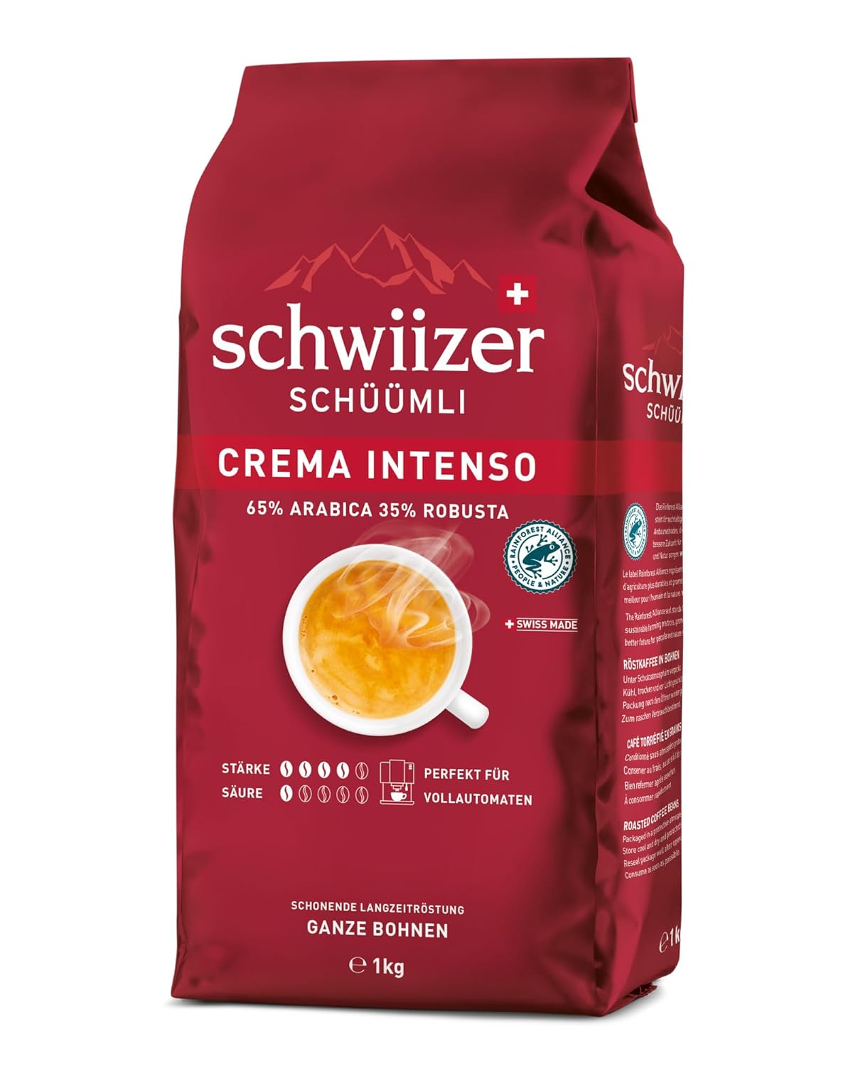 Schwiizer Schüümli Intenso Capsule Bean Coffee 1 kg Intensity 4/5 UTZ Certified