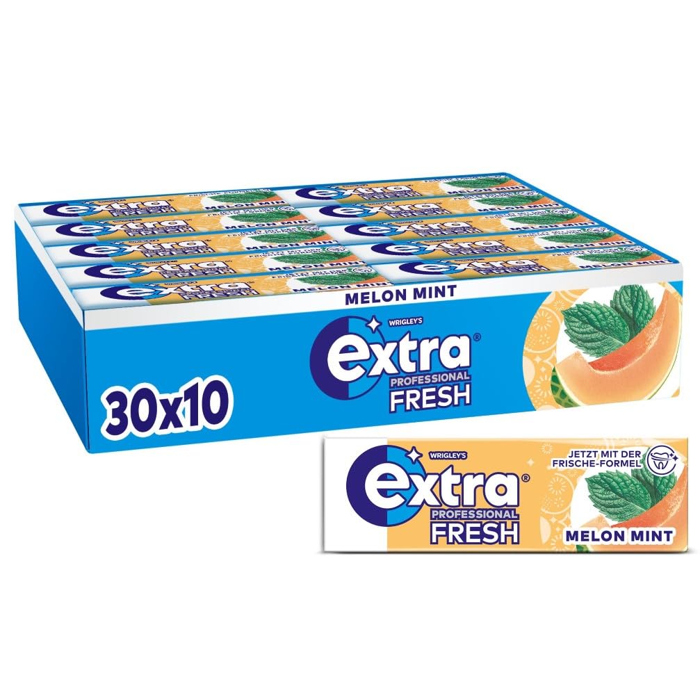 EXTRA Store Extra Professional Fresh Melon Mint, Sugar-Free Chewing Gum, Multipack with 30 x 10 Dragees, For Fresh Breath