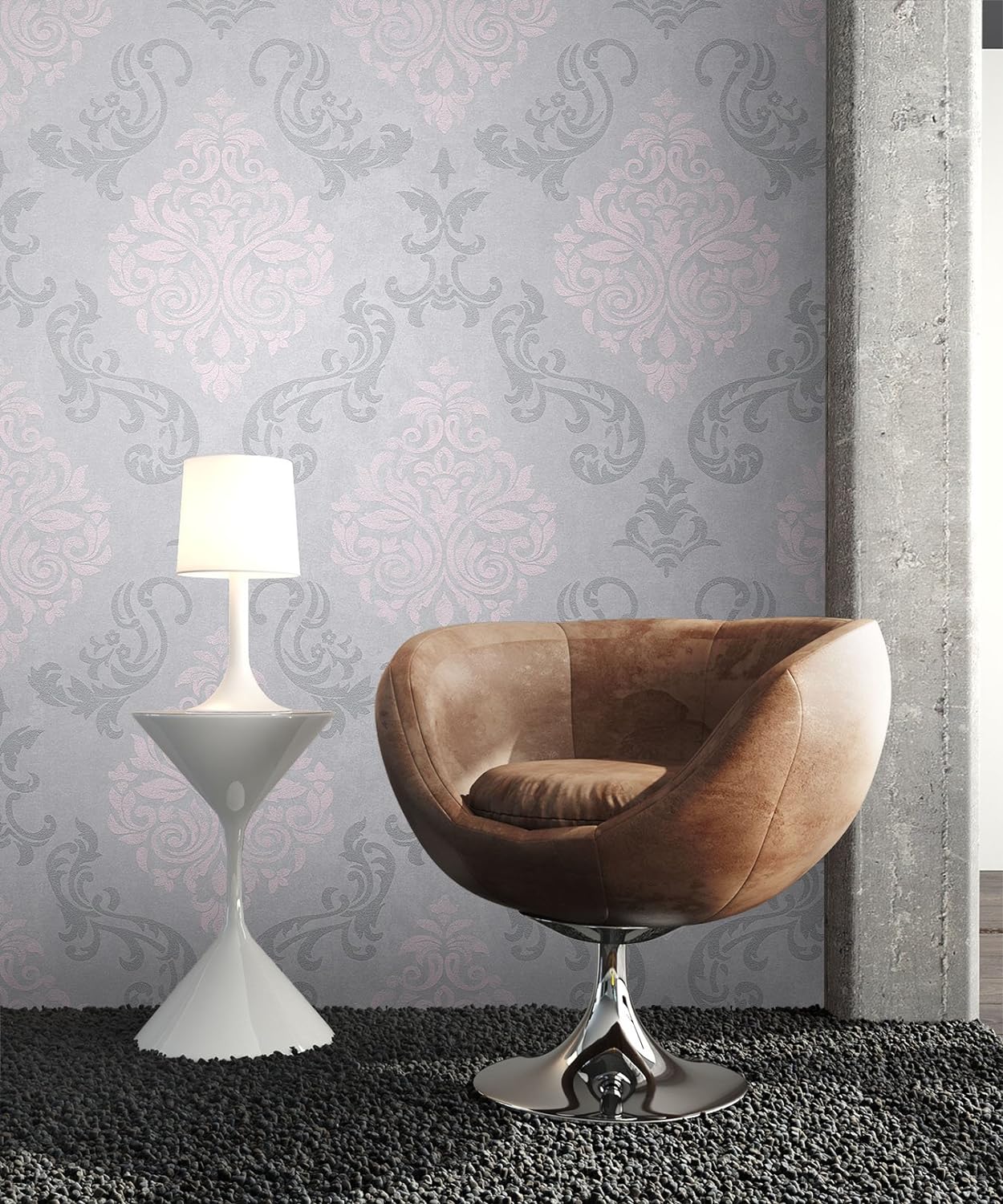 Newroom Design Newroom Baroque Wallpaper Grey Stripes Lines Modern Non-Woven Wallpaper Pink Modern Design Look Wallpaper Baroque Includes Wallpaper Guide