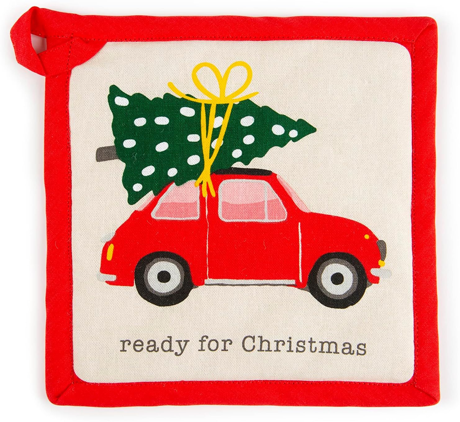 Excélsa Excelsa Ready for Christmas Pot Holder, 20 x 20 cm, 100% Cotton Lining, Polyester Filling