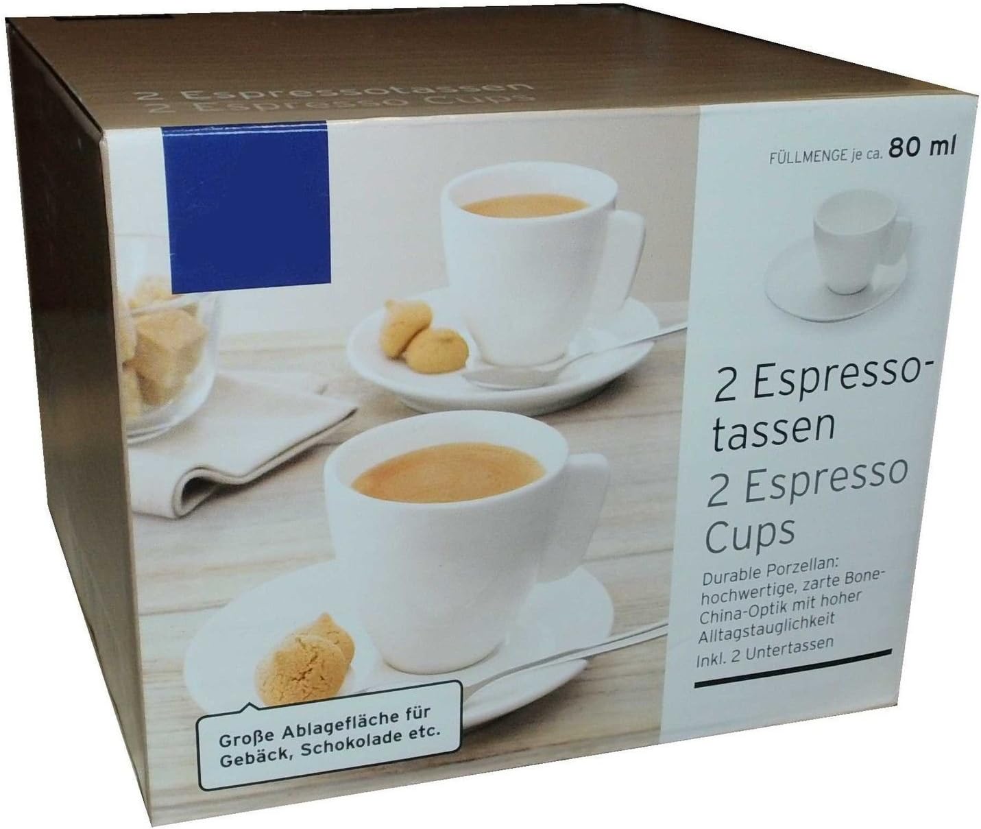 Tchibo 2 White Espresso Cup with Saucer Espresso Cup