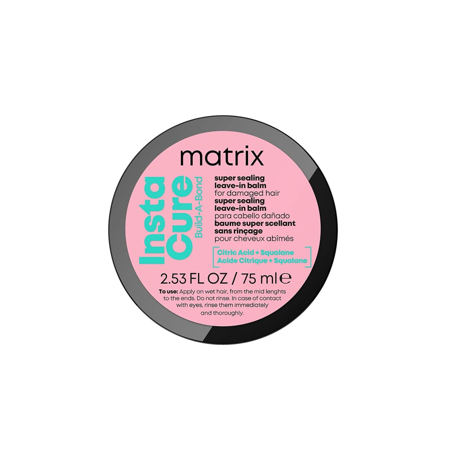 Restaxil Matrix Leave-In Balm for Damaged and Chemically Treated Hair, with Citric Acid and Squalane, for Strong and Smooth Hair, Heat Protection & Anti-Frizz, Insta Cure Build-A-Bond, 1 x 75 ml