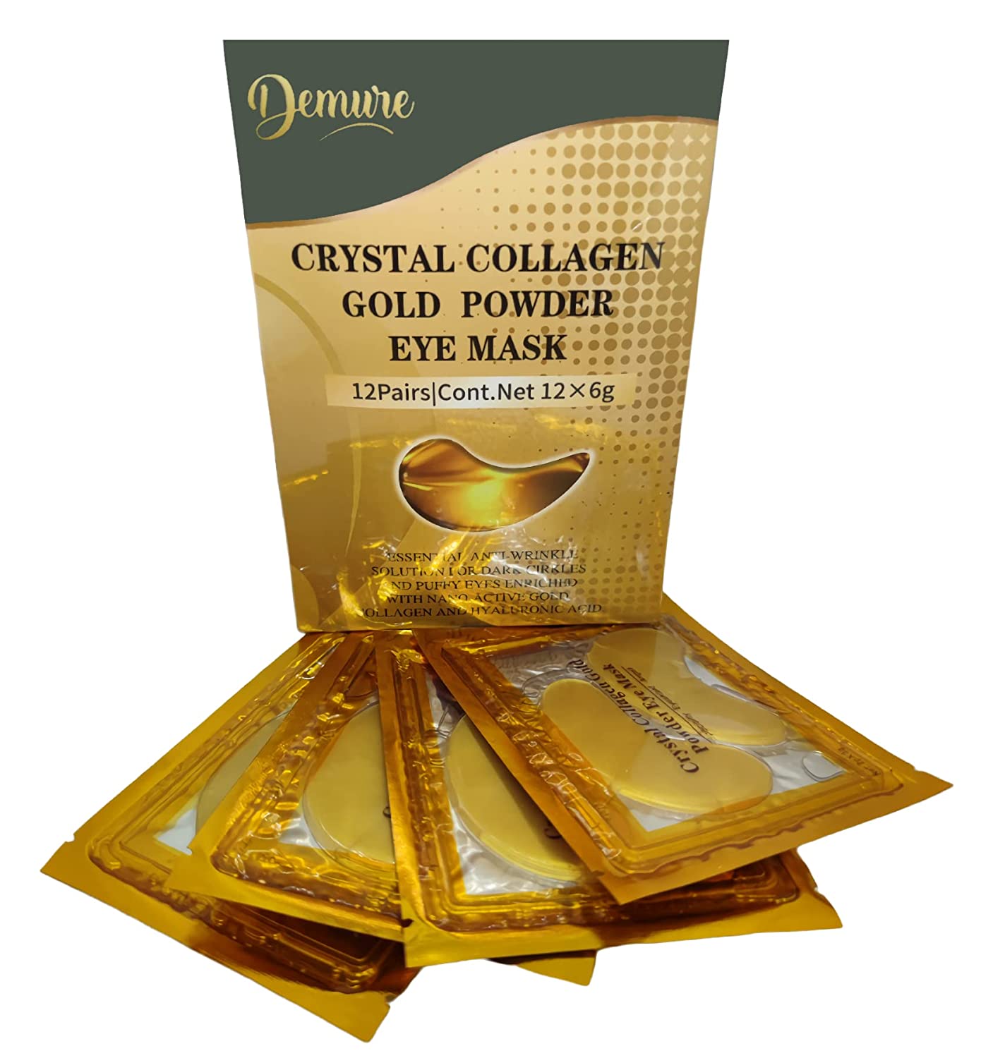 Demure 12 Pairs of Eye Pads, Eye Pads Against Dark Circles, Golden Eye Pads, Collagen Eye Mask, for Anti-Wrinkle Firming Removing Bags and Dark Circles