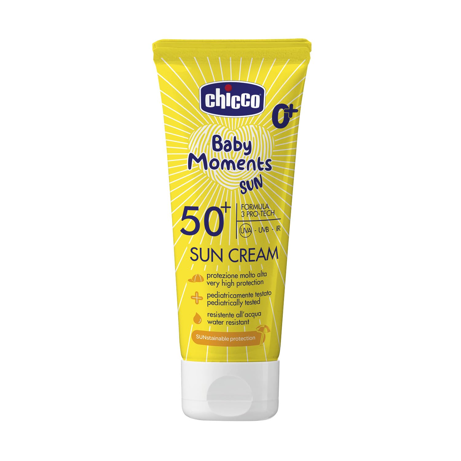 Chicco Sun Cream SPF 50+ for Kids Waterproof Excellent Protection Against UVA, UVB and Infrared 0 Months +, 75 ml