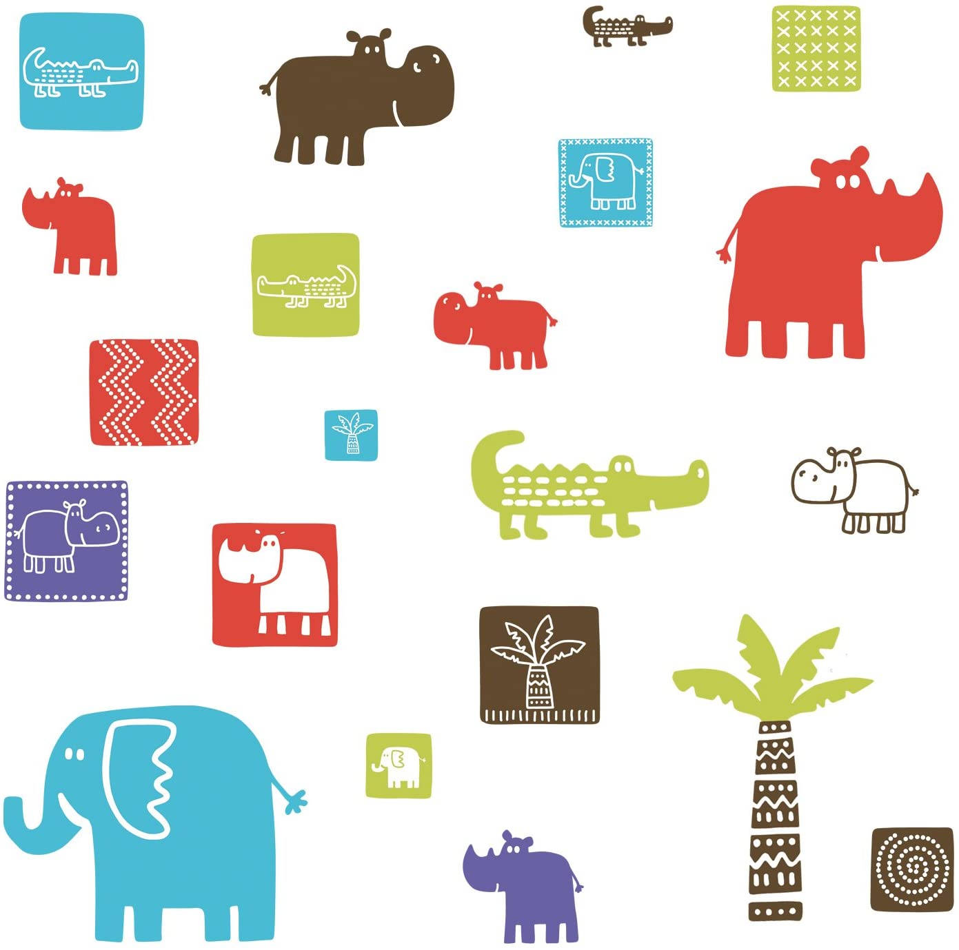 RoomMates Repositionable Childrens Wall Stickers - Safari Blocks