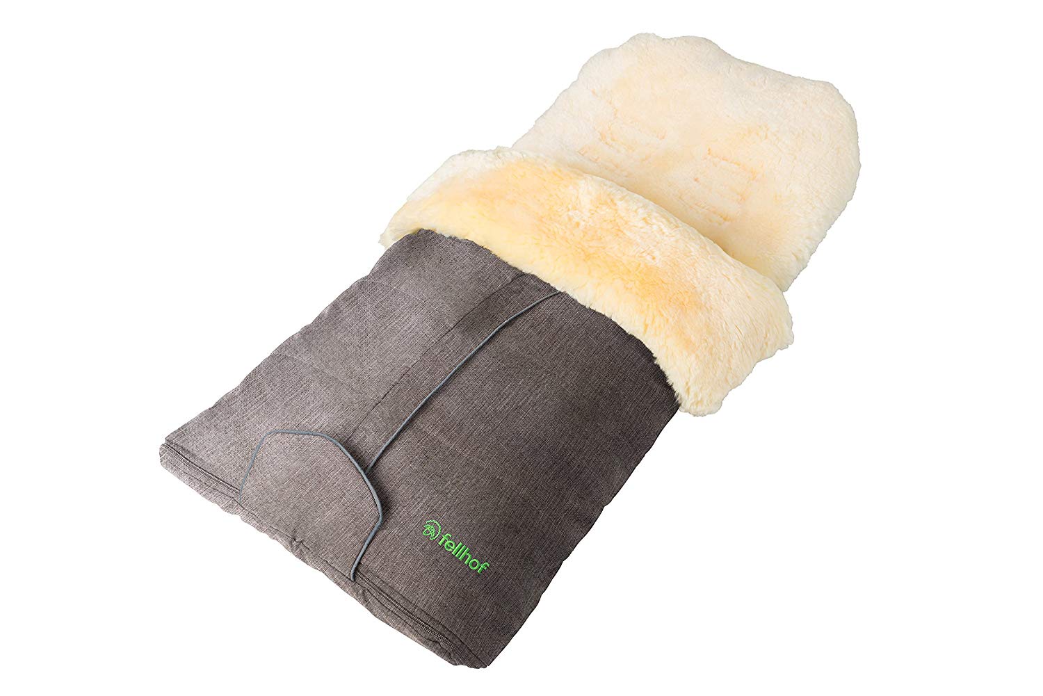 Fellhof Cortina fur bag, black, middle zip and double all-round zip, opening at the foot end, washable