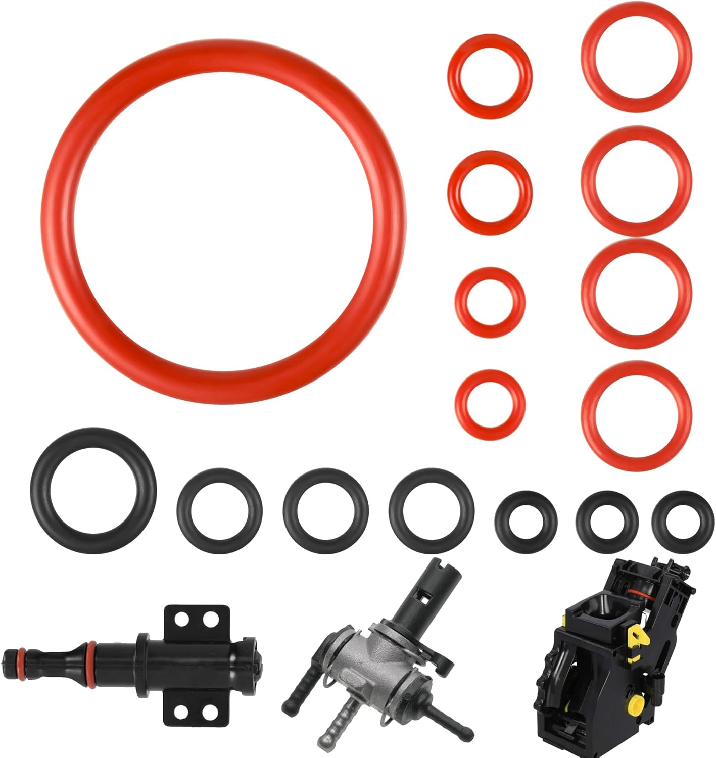 WUISOLQP Sealing O-rings, 15 pieces, sealing rings, brewing group for support valve, steam valve, outlet valve, fully automatic coffee machine, spare parts