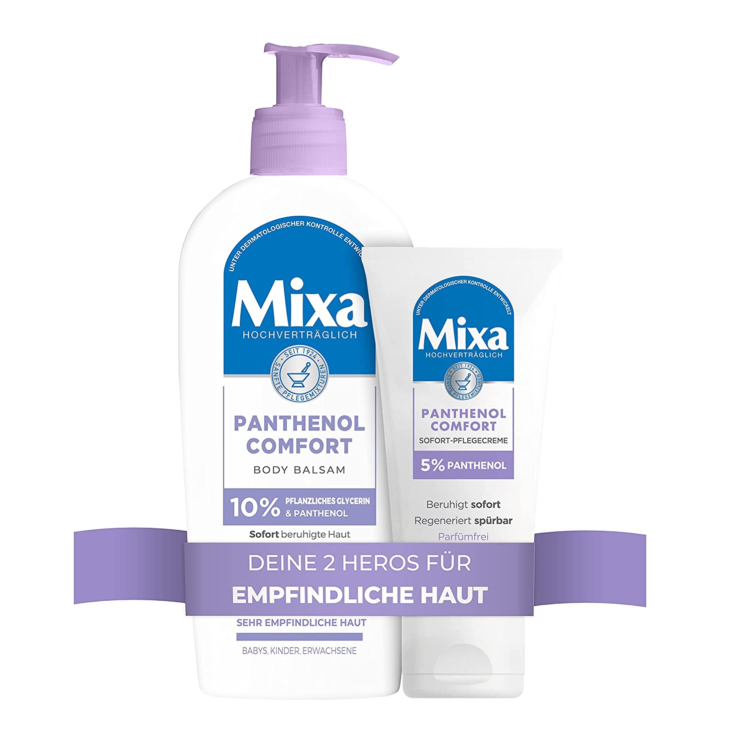 Mixa Care Set with Panthenol Comfort Body Balm and Instant Care Cream for Sensitive Skin 2 Pieces