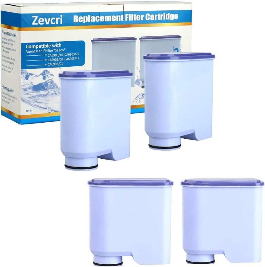 Zevcri Coffee Filter for Philips Saeco Coffee Machine Philips Fully Automatic Coffee Machines (CA6903/10), Philips AquaClean Filter Water Filter (Pack of 4)