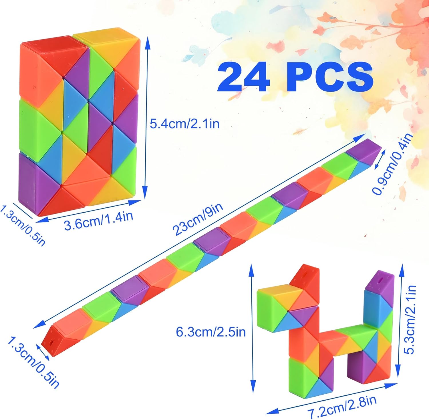GOLDGE 24 Pieces 24 Blocks Magic Snake Small Gifts for Children, Cube Puzzle Magic Snake as Party Bag Children\'s Birthday Party 5 6 7 8 9 10 Years, Children\'s Birthday Party Favors and Party Bags