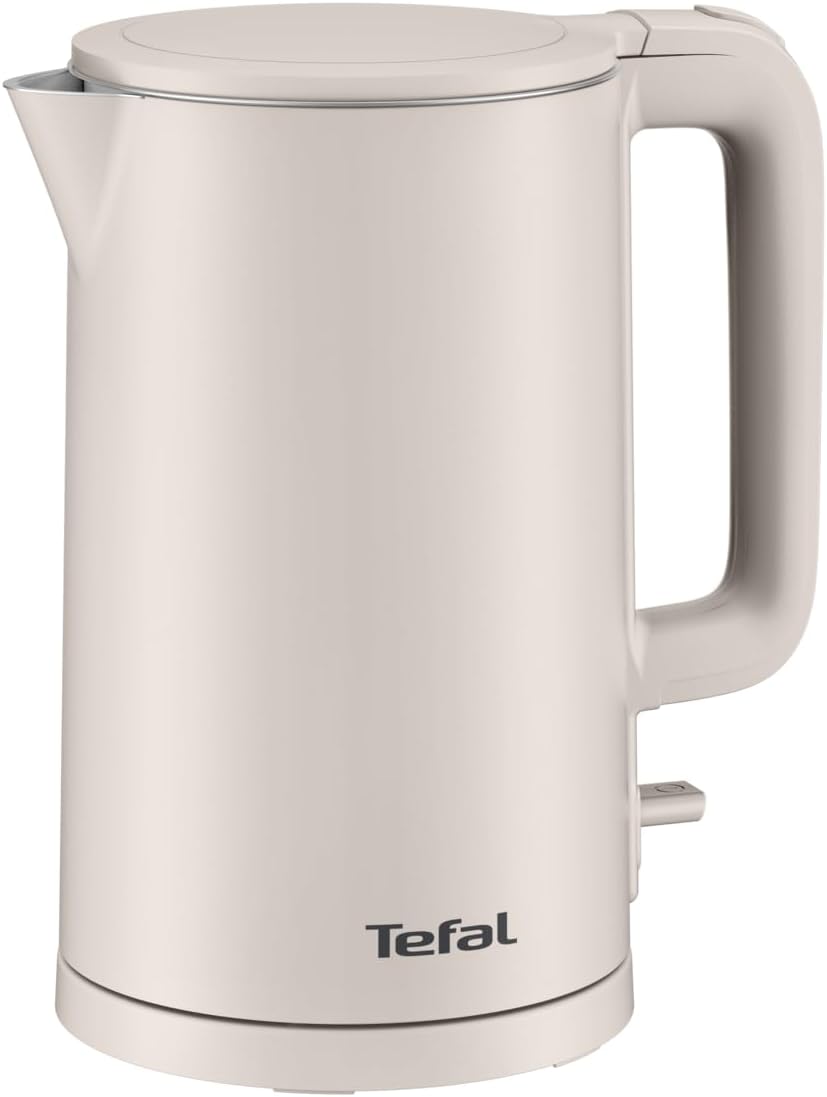 Tefal ThermoProtect KO140BE0 Safe to Touch Electric Kettle, 1500 W, Light Gray and Stainless Steel Interior