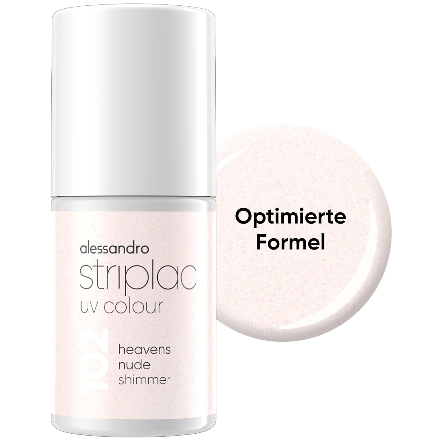 alessandro Striplac Heavens Nude Shimmer UV Nail Polish - Opaque & Scratch-Resistant up to 15 Days - Easy Application - Gentle Peel Technology - Vegan - Pink, 6.5 ml