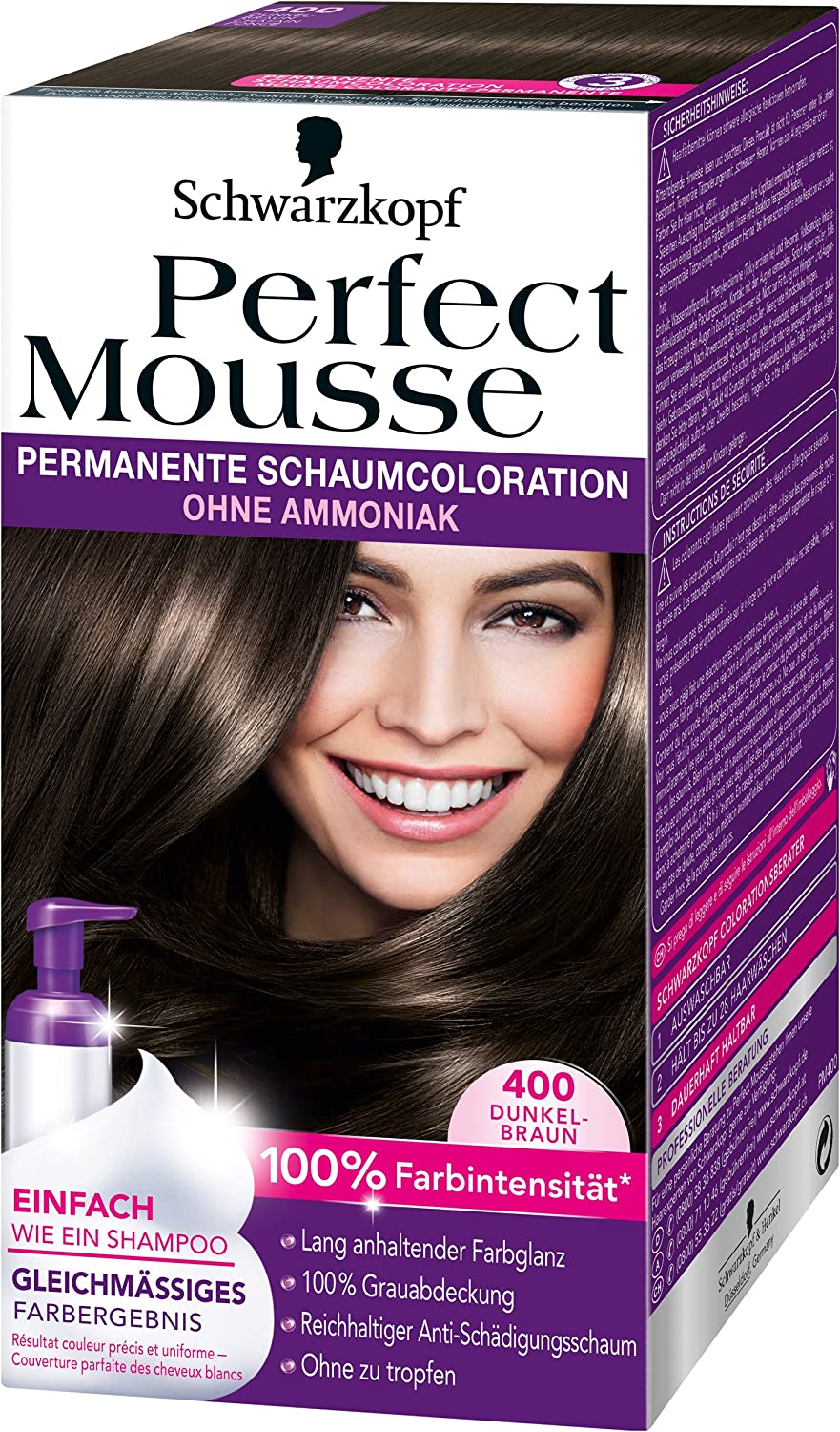 Perfect Mousse Permanent Foam Color 400 Dark Brown Pack of 3, ‎400