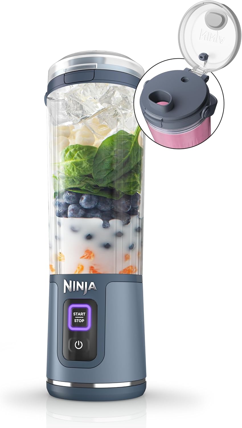 Ninja BC51NV Blast Portable Blender, Cordless 530ml, Personal Blender for Shakes and Smoothies, BPA Free, Leak-proof Lid and Drinking Spout, USB-C Rechargeable, Dishwasher Safe Parts
