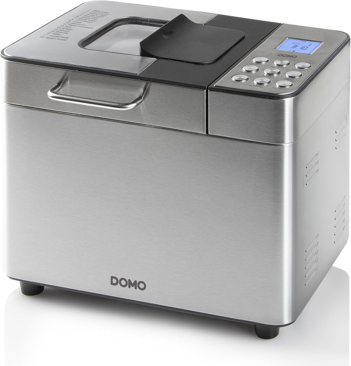 DOMO B3971 Bread Maker 500-750-1000g - 18 Programs - Includes Dispenser and Gluten-Free Program Stainless Steel