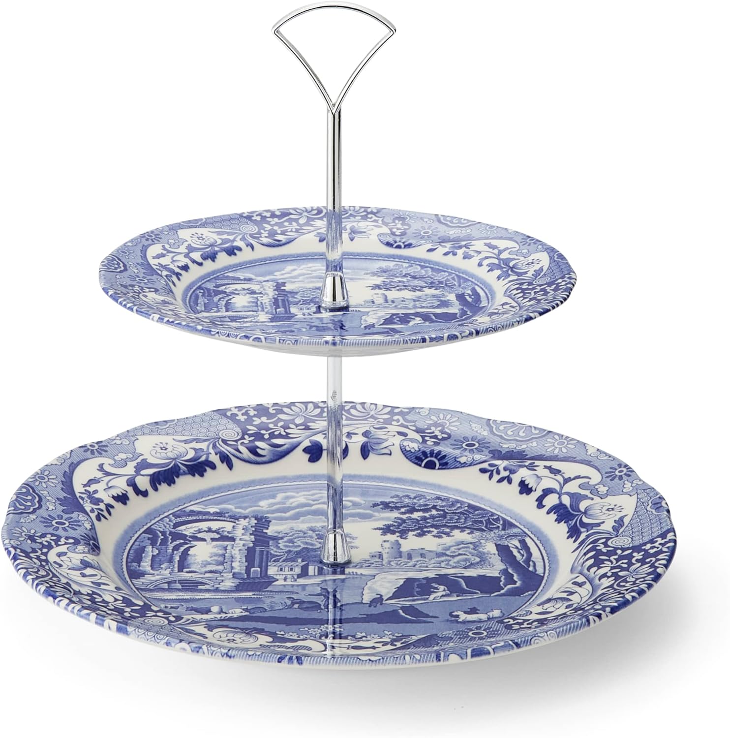 Portmeirion Spode Blue Italian 2 Tier Cake Stand - Gift Boxed