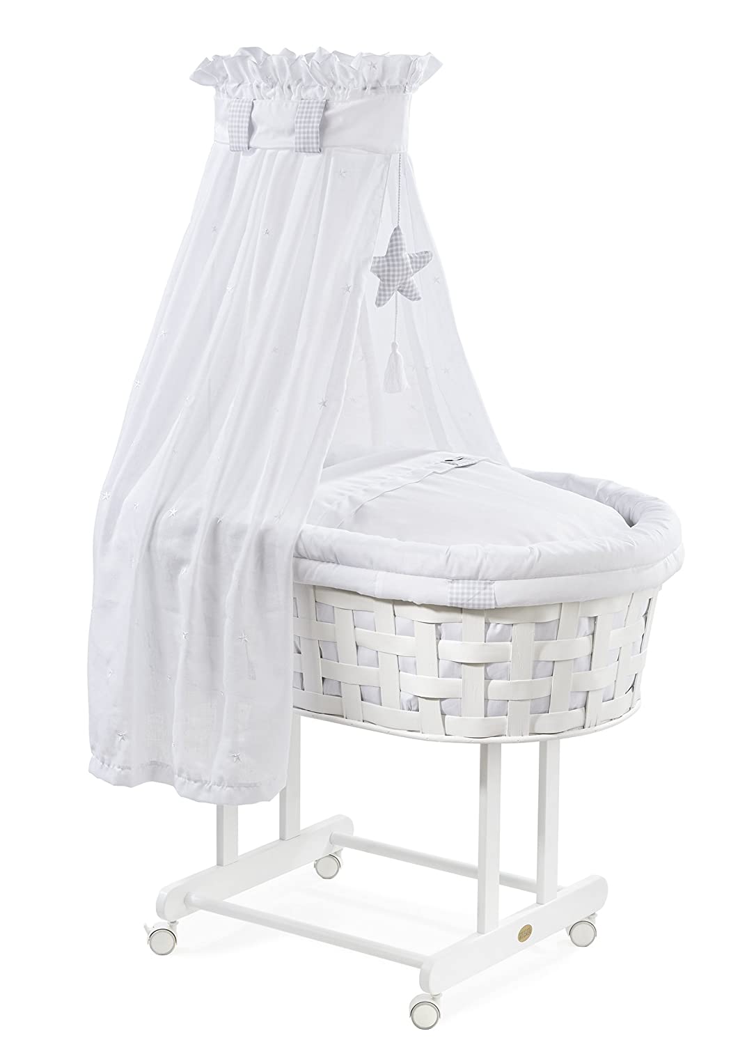 Christiane Wegner Leonardo 9015 02566 Bassinet 86 x 43 cm Including High-Quality Mattress and Parquet / Universal Wheels