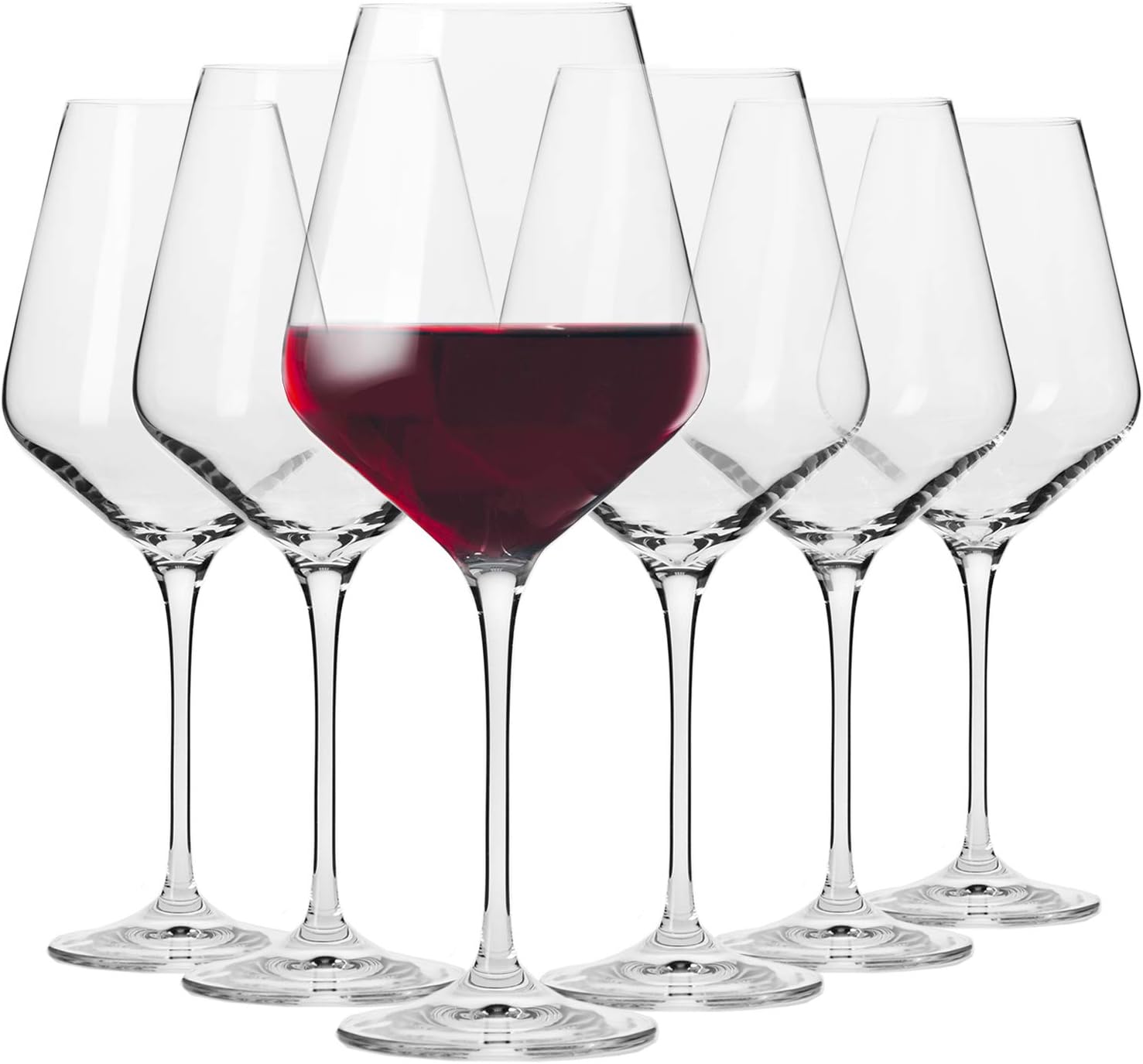 Krosno Store Krosno Red Wine Glasses | Set of 6 | 490 ML | Avant-Garde Collection | Crystal Glass | Perfect for Home, Restaurants and Parties | Dishwasher and Microwave Safe