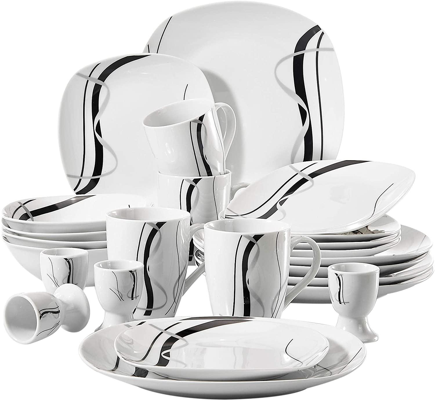 Veweet Fiona Porcelain Dinner Service Set, 18/36-Piece Crockery Set, 20/4
