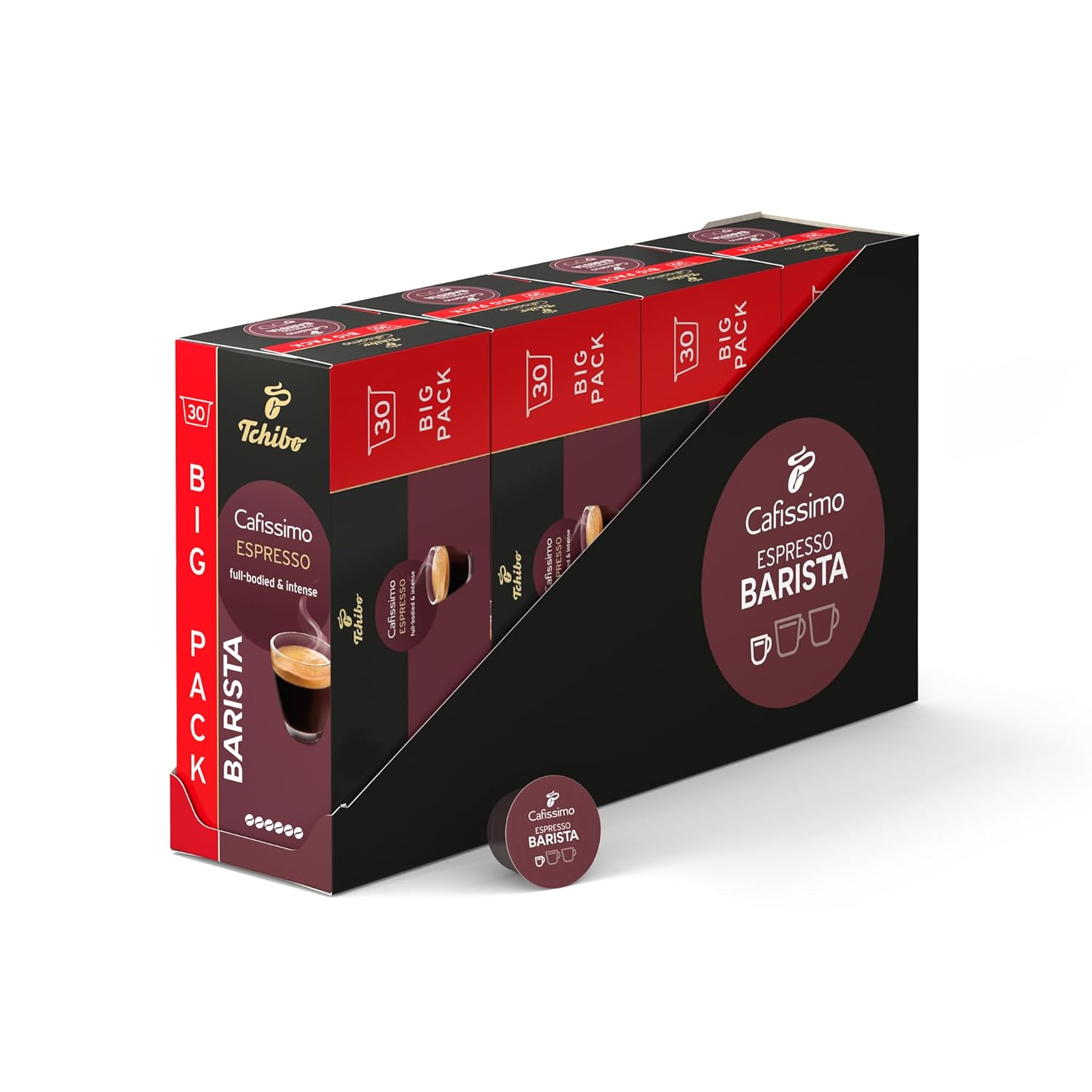 Tchibo Store Tchibo Cafissimo Storage Box Barista Espresso Coffee Capsules, Pack of 120 - 4 x 30 Capsules (Espresso, Characterful and Intense)