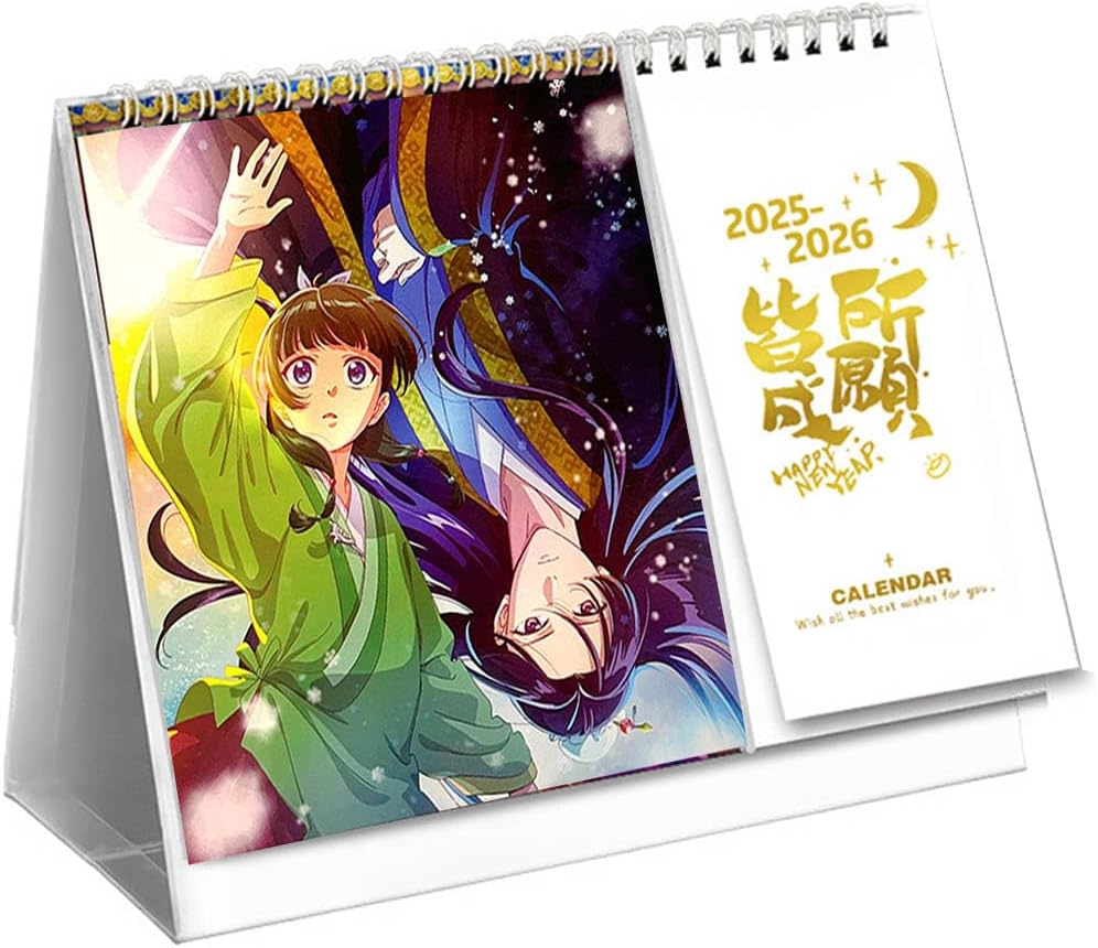 SUJEBRAN Diaries The Apothecary 2025-2026 Advent Calendar, Anime Standing Flip Table Calendar January 2025 - December 2026, The Apothecary Diary Figures Poster Calendar