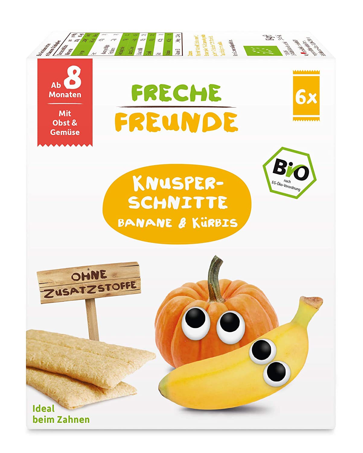 FRECHE FREUNDE Bio Knusper-Schnitte Banane & Kürbis für Babys ab dem 8. Monat , 84 g
