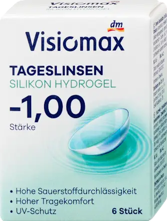 Visiomax Silicone hydrogel daily contact lenses, diopter -1.00, 6 units