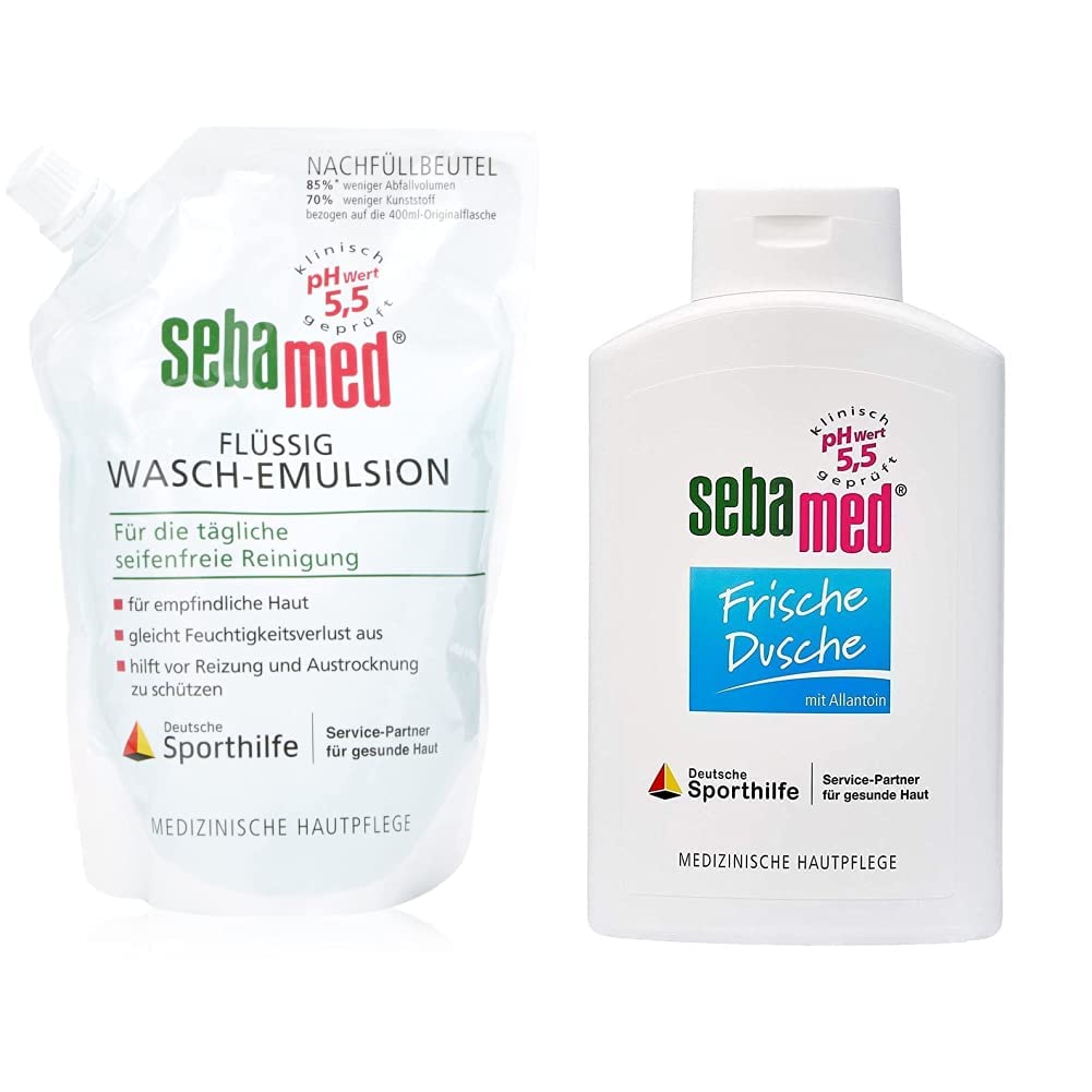 Sebamed Liquid Wash Emulsion Refill Pack & Fresh Shower Gel, Sensitive and Damaged