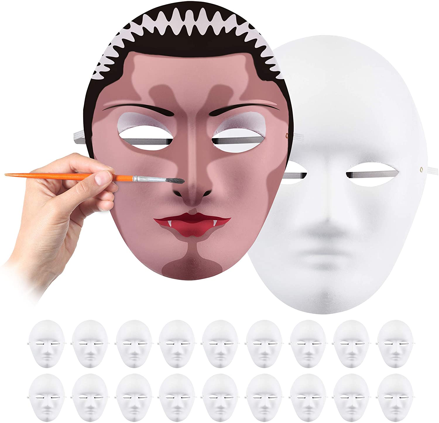 Relaxdays Mask In Set Of 20 For Painting And Crafting, Carnival, Carnival, 